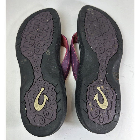 OluKai Ohana Flip Flop Sandals Plum Black 20110-1A40 Water Resist Womens Size 10 - Picture 6 of 8